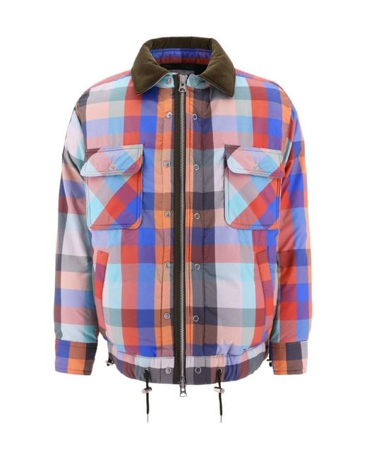Sacai Blue Tartan Down Jacket for men