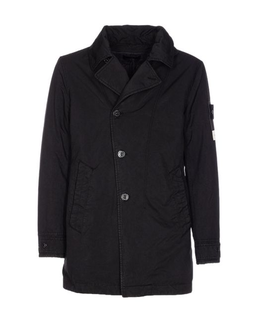 Stone Island Blue Button-Fastening Patch-Pocket Jacket for men