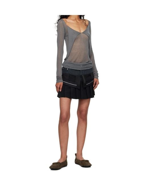 ANDERSSON BELL Black Inside Out Pleats Mini Skirt