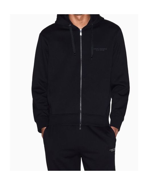 ARMANI EXCHANGE Blue Zip-Fastening Hoddie for men