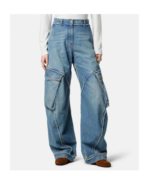 Versace Blue Logo-Rise Cargo Jeans