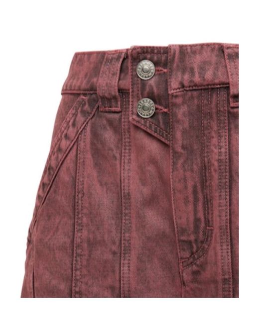 Isabel Marant Red Logo Denim Shorts