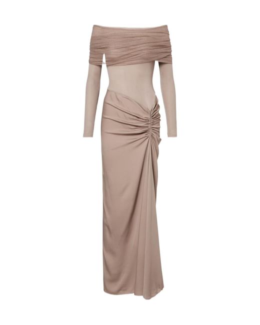Christopher Esber Natural Sonora Off-Shoulder Jersey Gown