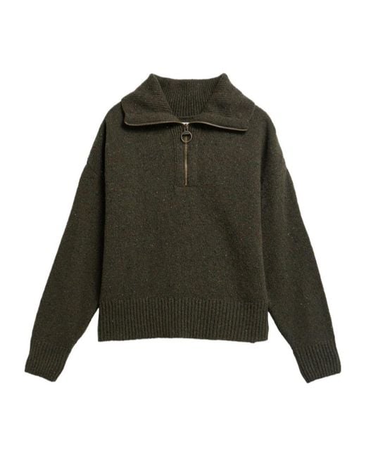 Barbour Green Lavensdale Quarter-Zip Jumper