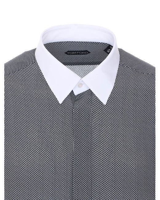 Tom Ford Gray Long-Sleeved Curved Hem Shirt for men