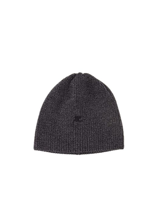 Courreges Blue Ribbed-Knit Beanie for men