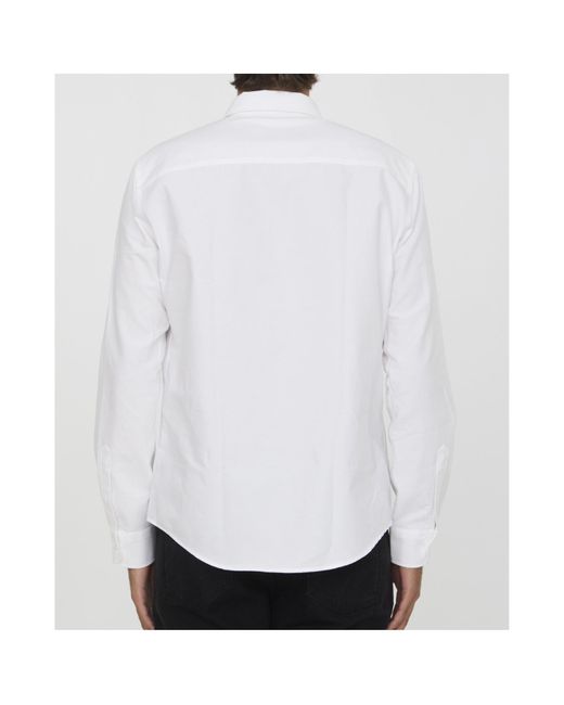 AMI White Logo Embroidered Long Sleeved Shirt for men