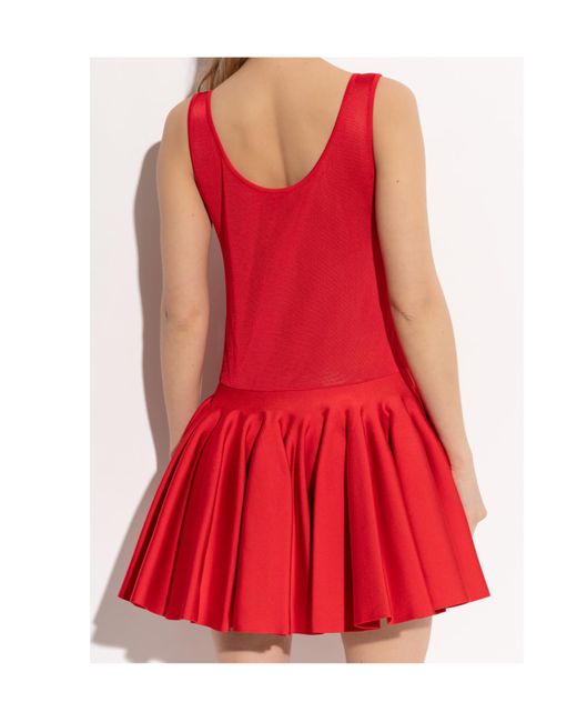 Alaïa Red Knitted Godet Mini Dress