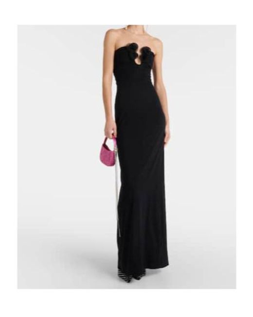 Magda Butrym Black Floral-Appliqué Gown