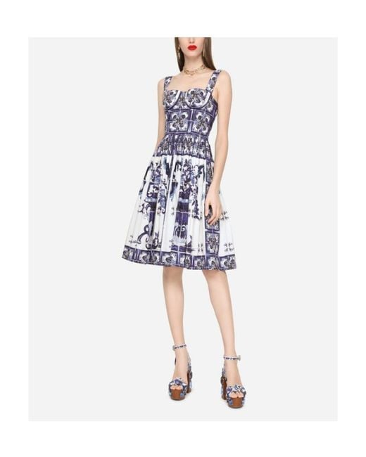 Dolce & Gabbana Blue Midi Corset Dress