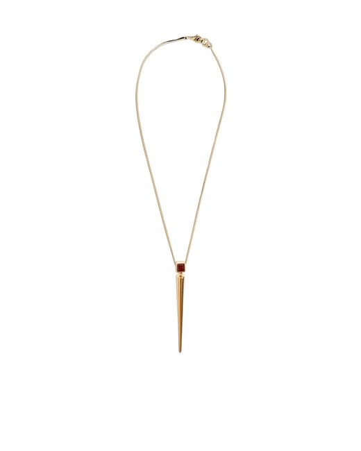 Jil Sander White Long Embellished Necklace
