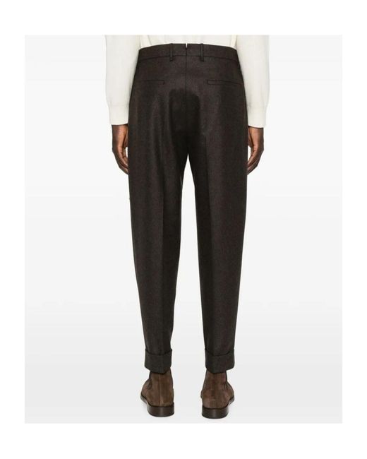 Berwich Gray Pleated Wool Trousers for men