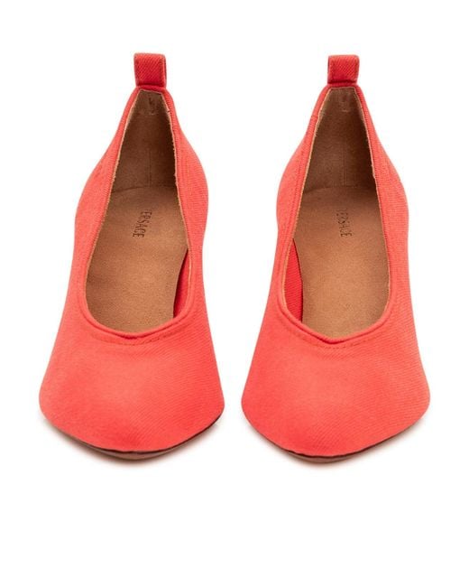 Versace Red Tina Denim Pointed Pumps