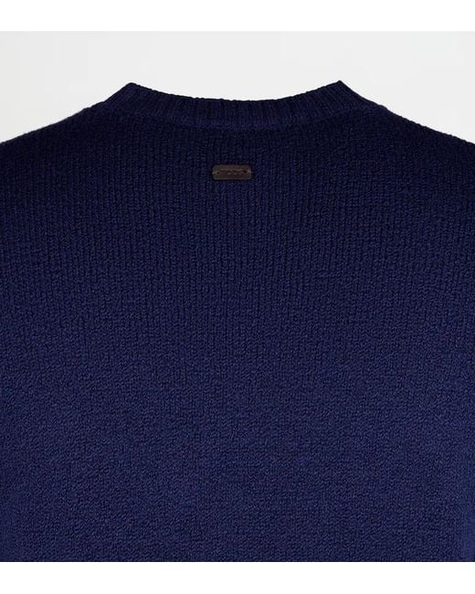 Tod's Blue Crew-Neck Knitted Sweater for men