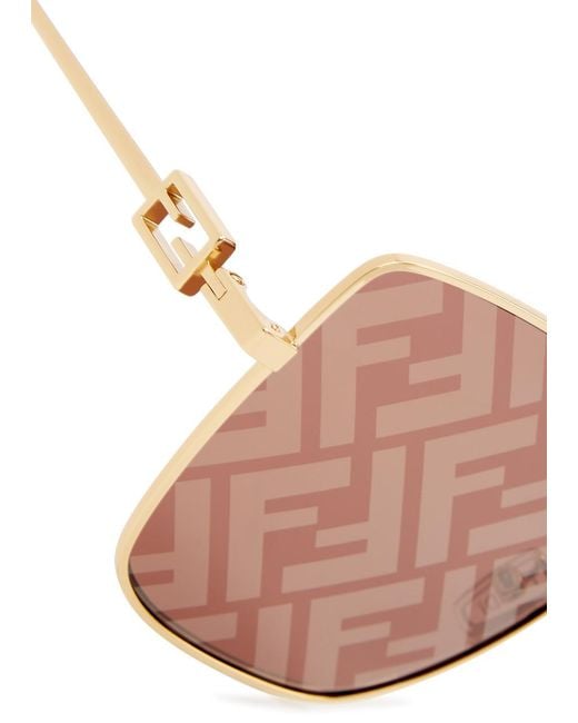 Fendi Pink Ff-Print Square-Frame Sunglasses