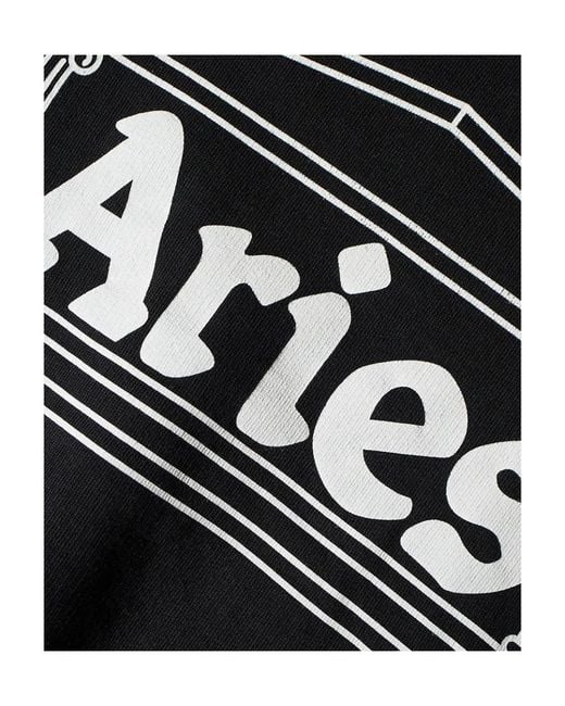 Aries Black Logo Printed Crewneck Sweatshirt for men