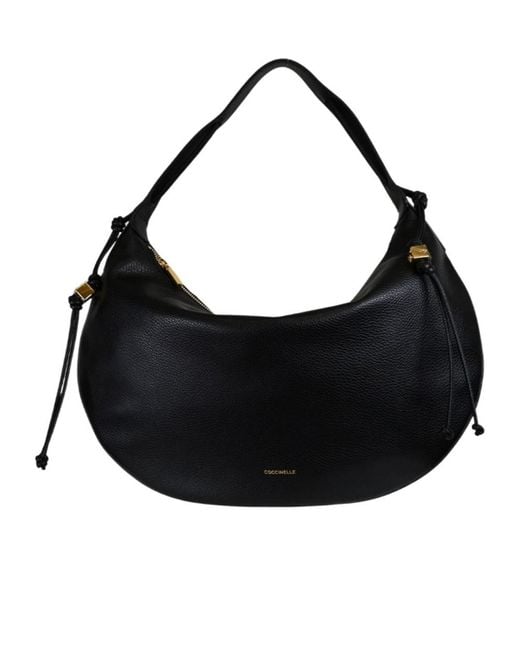 Coccinelle Black Grained Leather Tote Bag