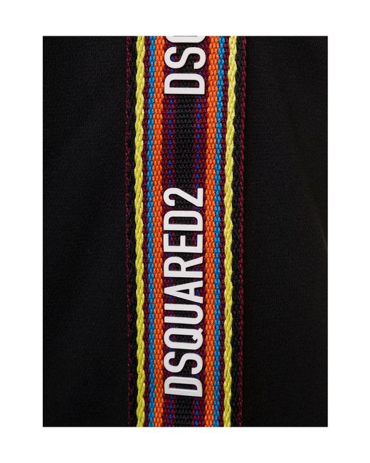 DSquared² Black Embroidered-Logo Zip-Up Sweatshirt for men