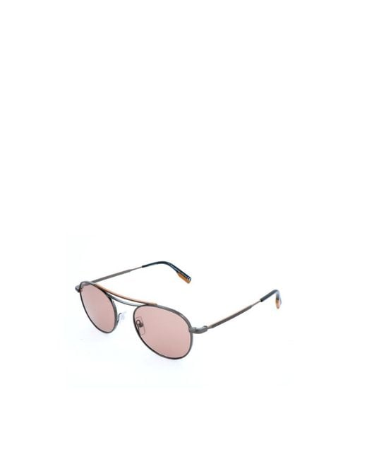 Zegna Pink Oval Frame Sunglasses for men