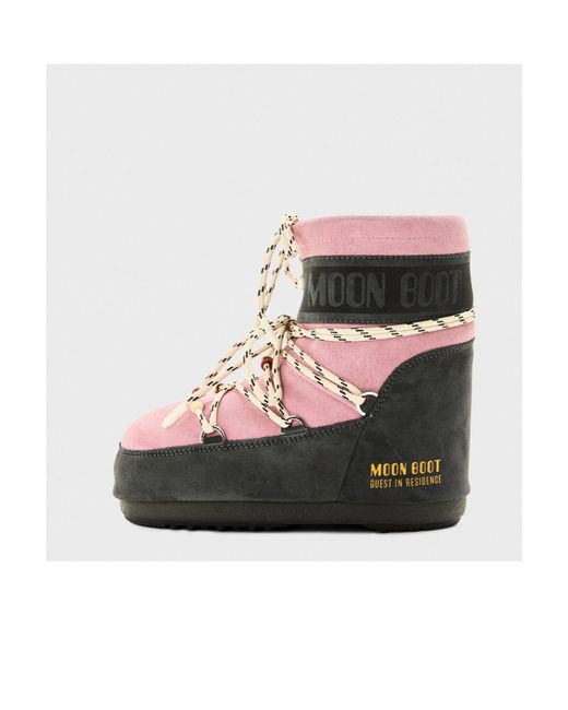 Moon Boot Black Color-Blocked Suede Snow Boots