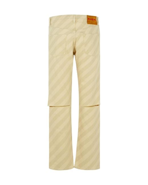 Marni Natural Striped Straight Leg Jeans