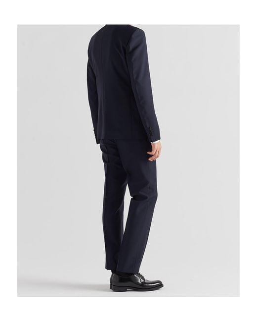 Prada Blue Single-Breasted Wool And Mohair Tuxedo for men