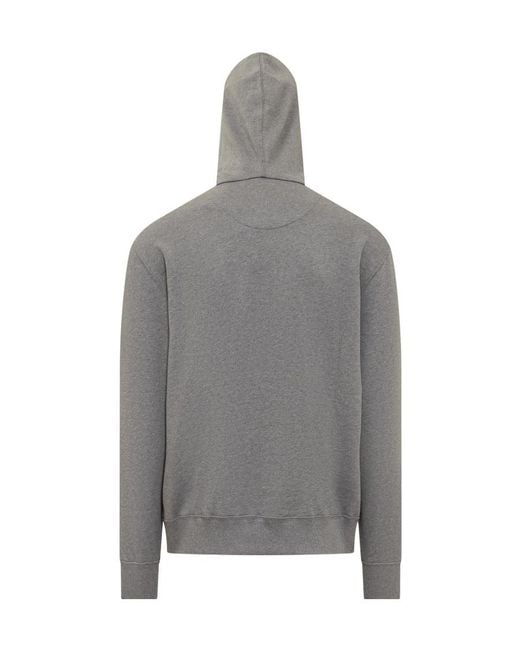 Etro Gray Logo Printed Drawstring Hoodie for men
