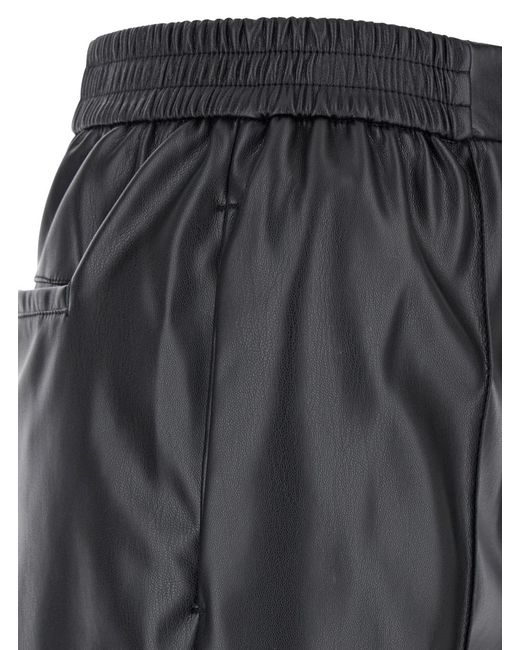Twinset Gray Oval-T Plaque Faux-Leather Trousers