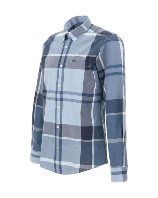 Barbour Blue Check-Pattern Button-Down Shirt for men