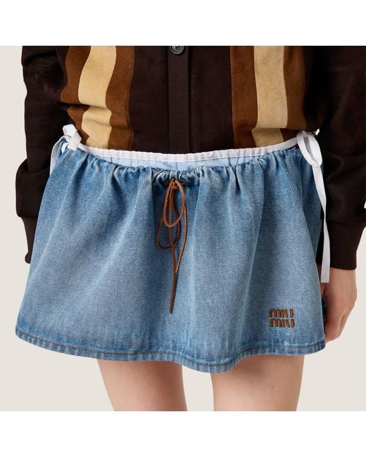 Miu Miu Blue Washed Denim Miniskirt