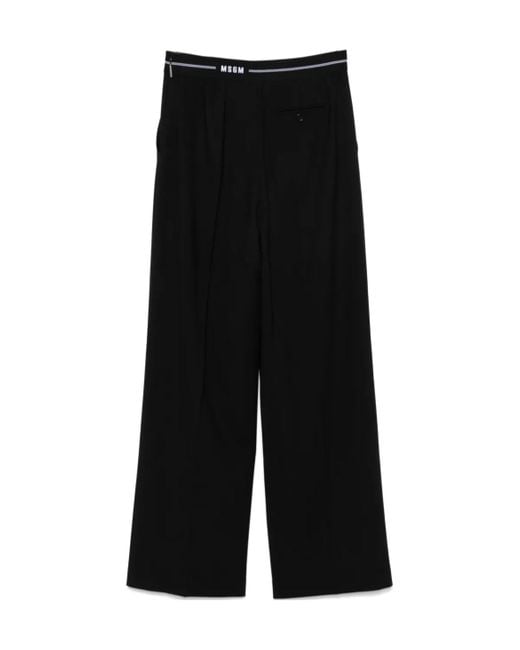 MSGM Black Logo-Waist Trousers