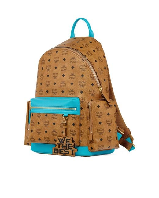 MCM Blue Dj Khaled Logo Backpack for men