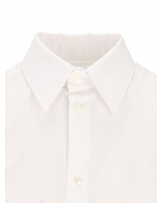 Saint Laurent White Collared Long-Sleeved Shirt