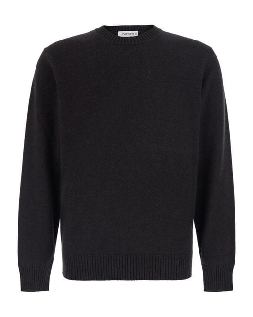 Kangra Cashmere Black Long-Sleeve Crew-Neck Sweater for men
