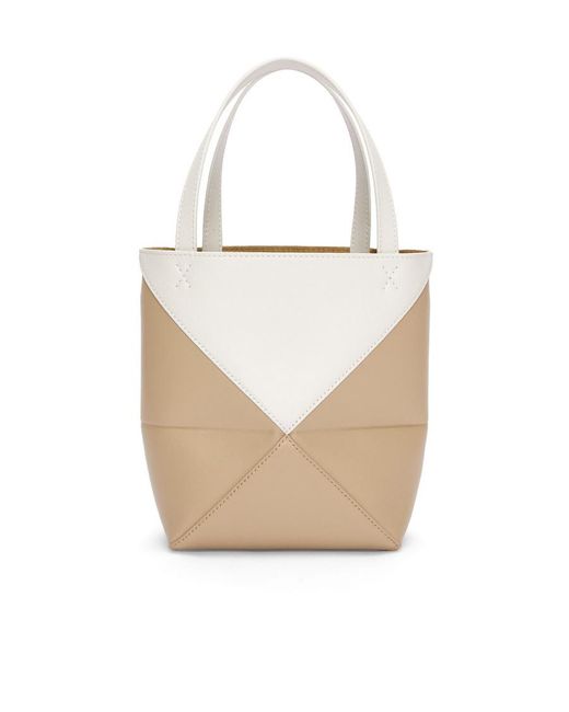Loewe White Mini Puzzle Fold Tote Bag
