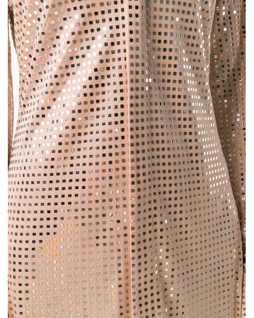 Bottega Veneta Pink Embellished Mosaic Shirt Dress