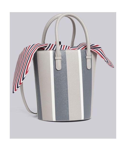 Thom Browne White Rwb Stripe Lining Bucket Bag