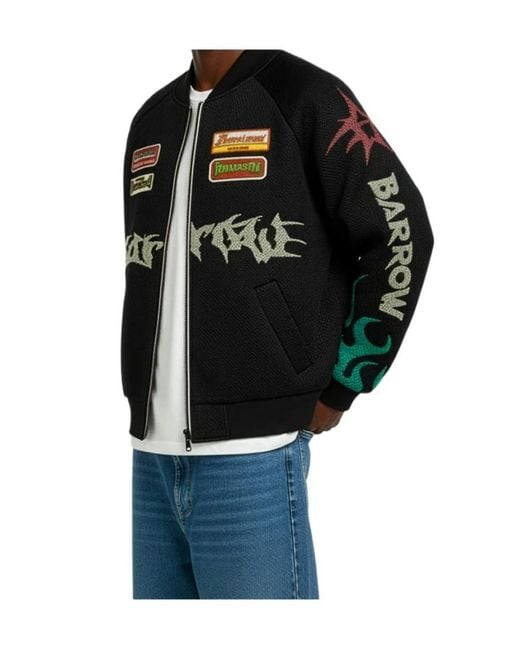 Barrow Black Patch Print Zip-Up Jacket for men