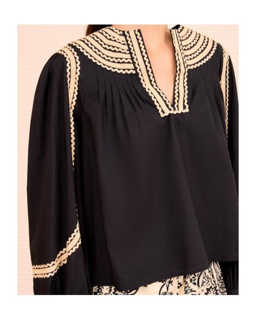 Ulla Johnson Black Laurenza Long Sleeve Top