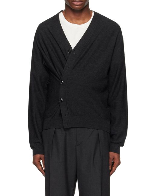 Lemaire Black V-Neck Long Sleeved Cardigan
