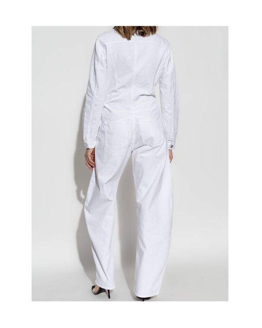 Alaïa White Alaa Round Denim Jumpsuit