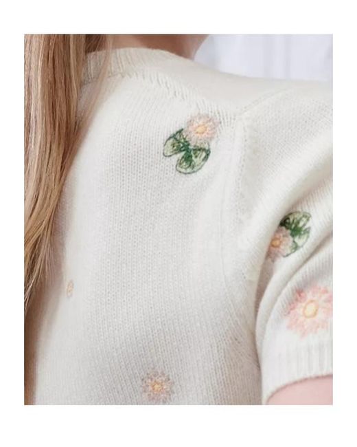 Dior White Short-Sleeved Embroidered Sweater