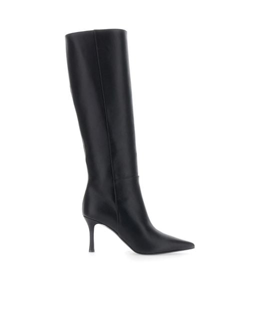 Pollini Black Pointed-Toe Tall Boots