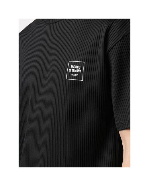 Opening Ceremony Black Box Logo Ribbed T-Shirt for men