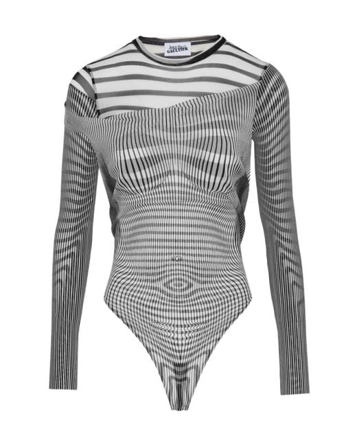 Jean Paul Gaultier Gray The Draped Body Morphing Bodysuit