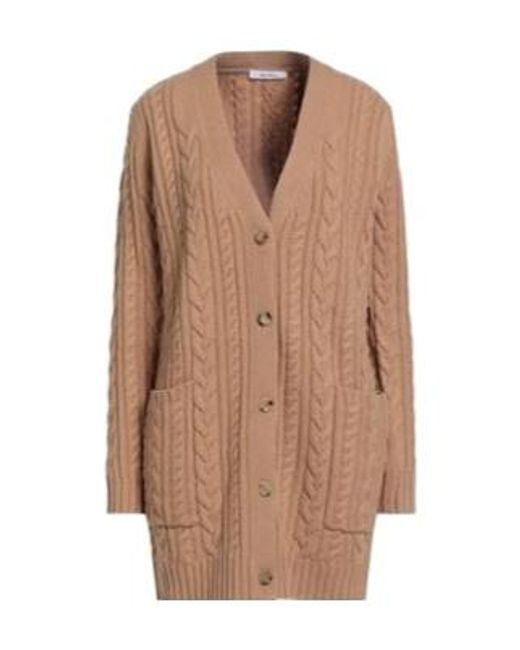 Max Mara Brown Stylish Solid Color Knit Cardigan