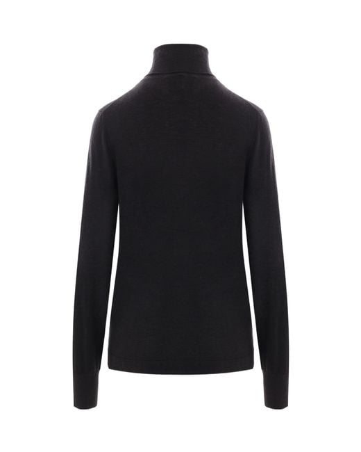 Allude Black Roll Neck Knit T-Shirt