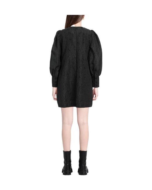 Ganni Black Plain Colour Short Dresses