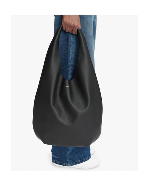 A.P.C. Black Le Neige Logo Stamp Tote Bag