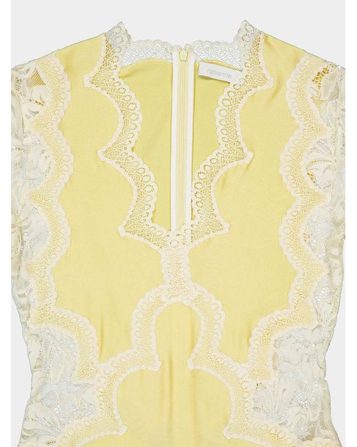 Rabanne Yellow Rabanne Long Sleeved Lace Jersey Maxi Dress